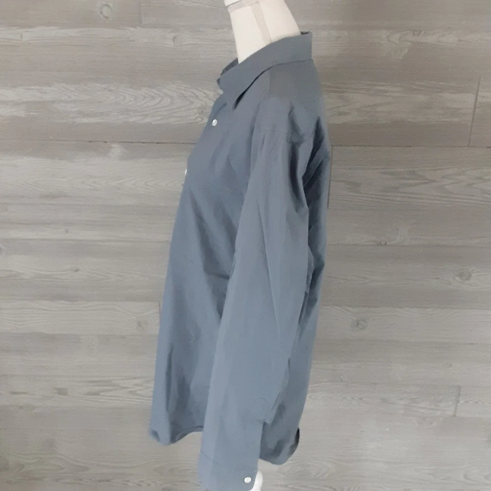 Banana Republic Mens Stretch Classic Button Down Shirt Blue Gray Size L Long Slv